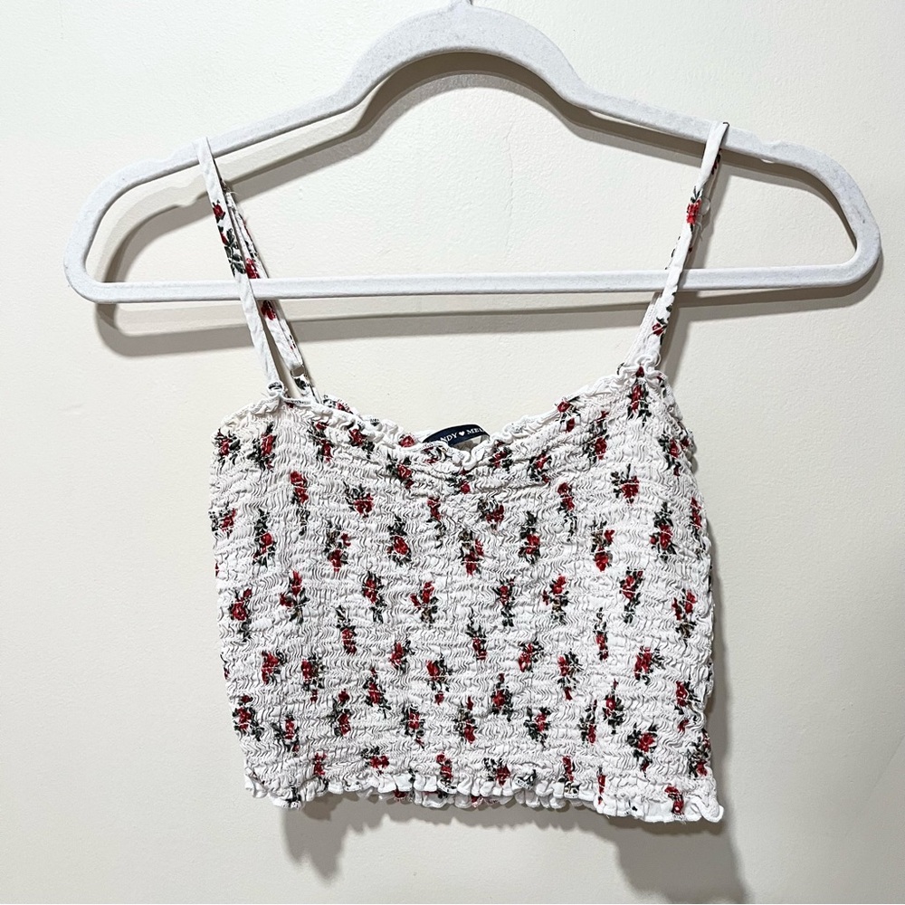 Brandy Melville floral cropped crinkle tank top